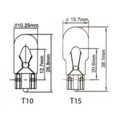 Lampes wedges T10 et T15 12/24V