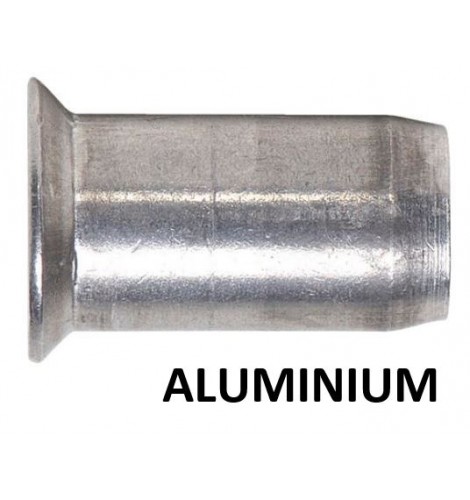 Ecrou noyé aluminium tête plate, Aluminium