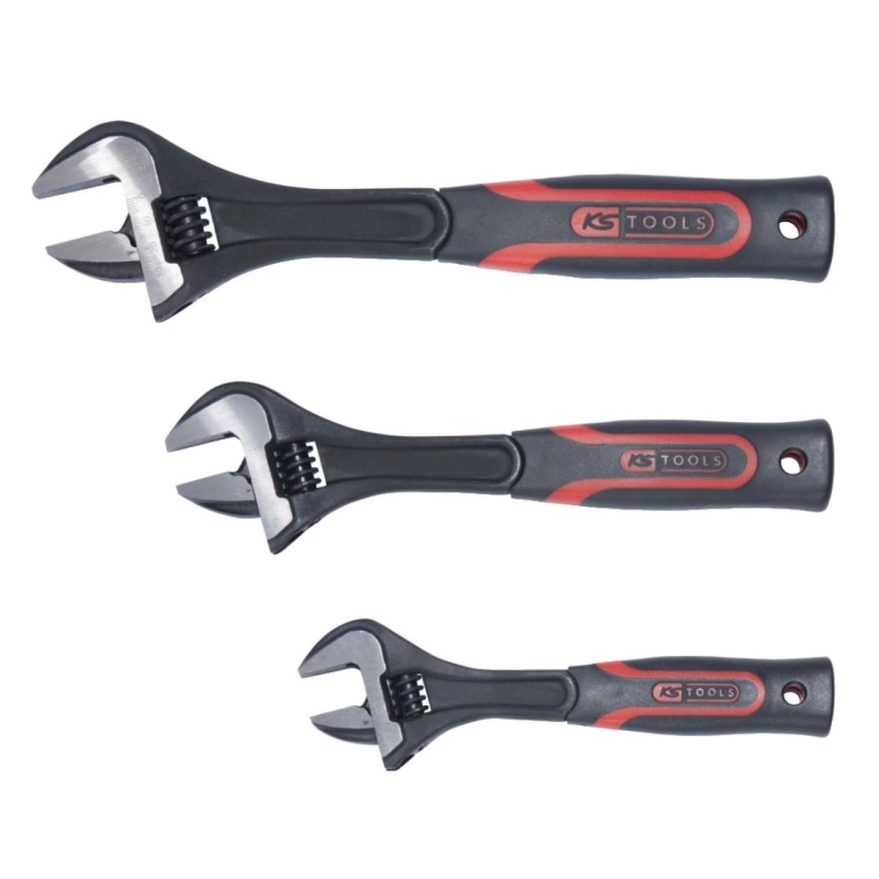 Jeu de 3 clés à molette à manche bi-matière, 8'' - 10'' - 12'' Jeu de 3 clés à molette à manche bi-matière, 8'' - 10'' - 12''
