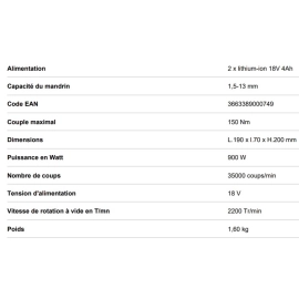 Perceuse visseuse sur batterie 18V