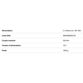 Visseuse à chocs sur batterie 18V 1/2'' 230 Nm