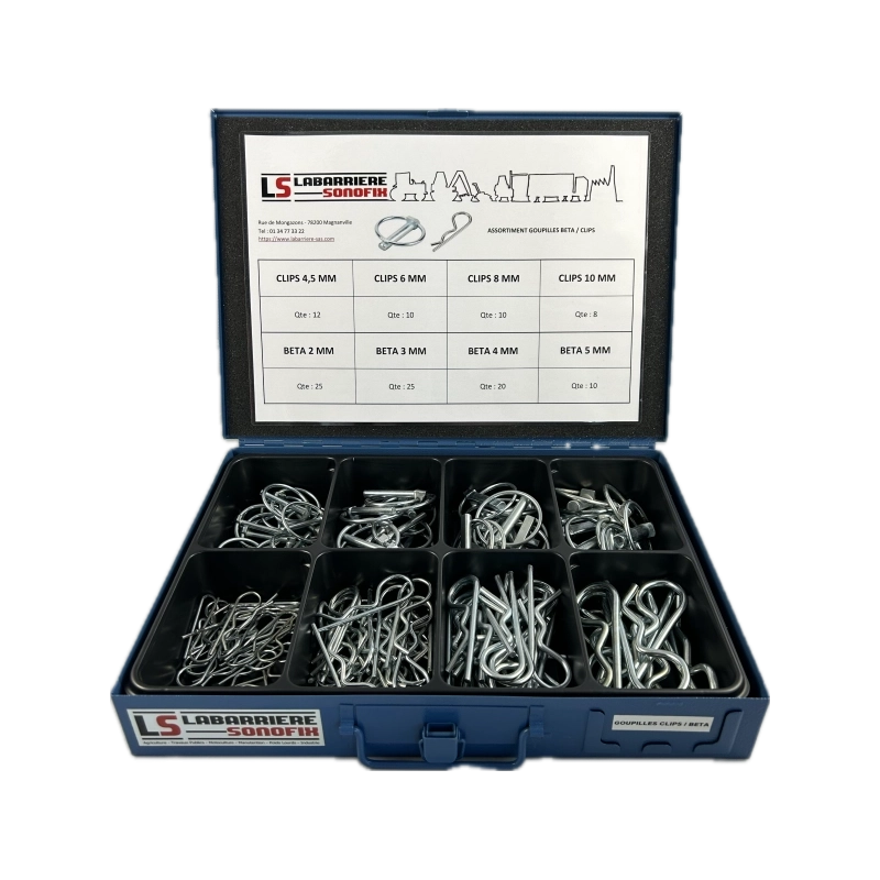 Coffret 120 Goupilles Beta de 2 à 5mm et Clips de 4.5 à 10mm