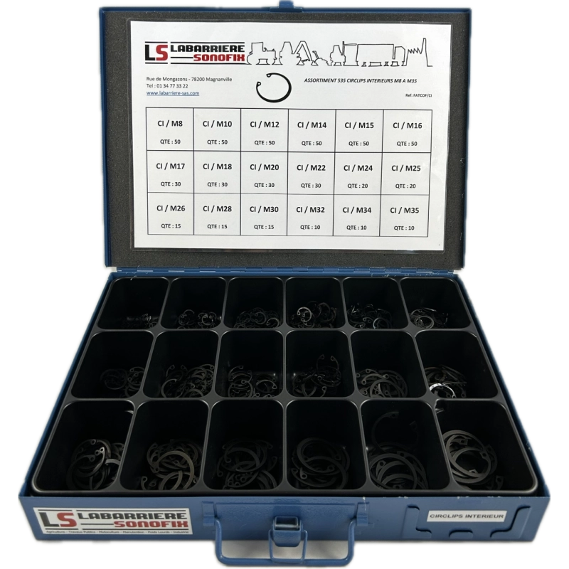 Coffret 535 CIRCLIPS INTERIEURS din 472  M8 à M35