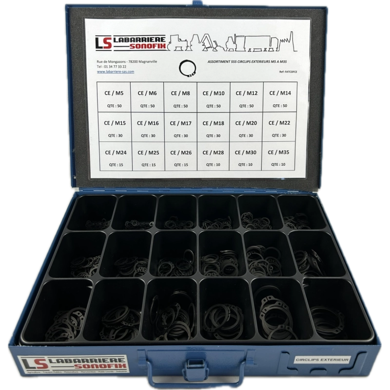 Coffret 555 CIRCLIPS EXTERIEURS din 471  M5 à M35